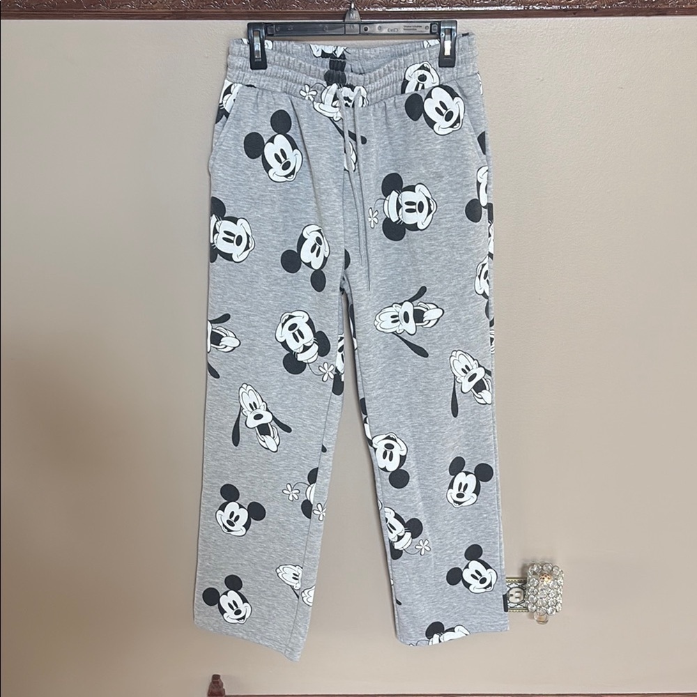 Disney Gray and Black Mickey Mouse Sweatpants